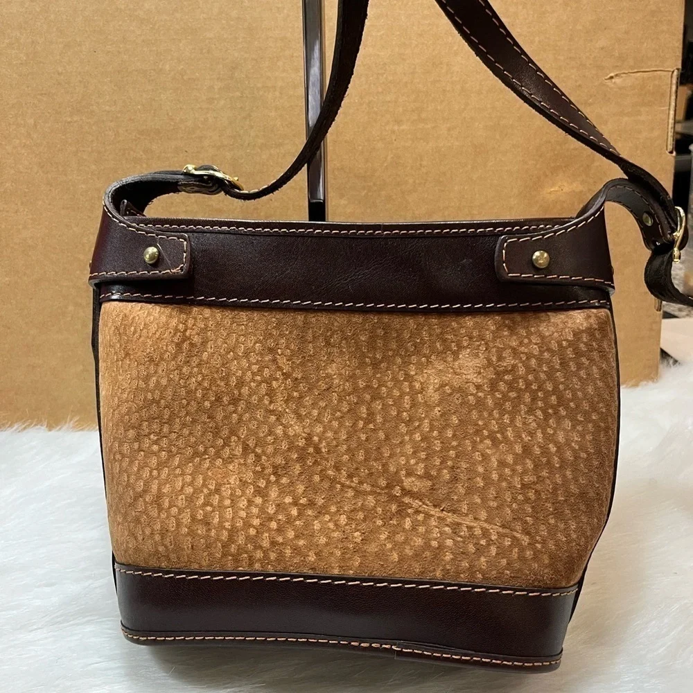 Orifaz Zafiro Argentina Suede Leather Bucket Purse wt adjustable shoulder strap